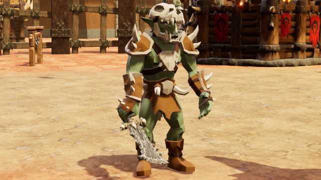 Un orco en la pose de reposo nueva, con los brazos separados del cuerpo